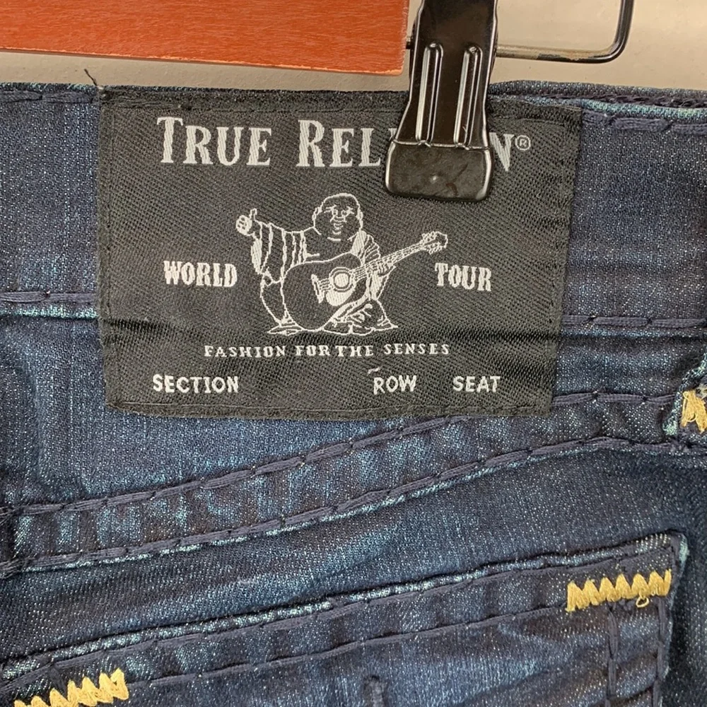 True Religion Ricky Relaxed Straight‎ Jeans Women’s Blue Dark Wash Denim Size 28 - Picture 14 of 16